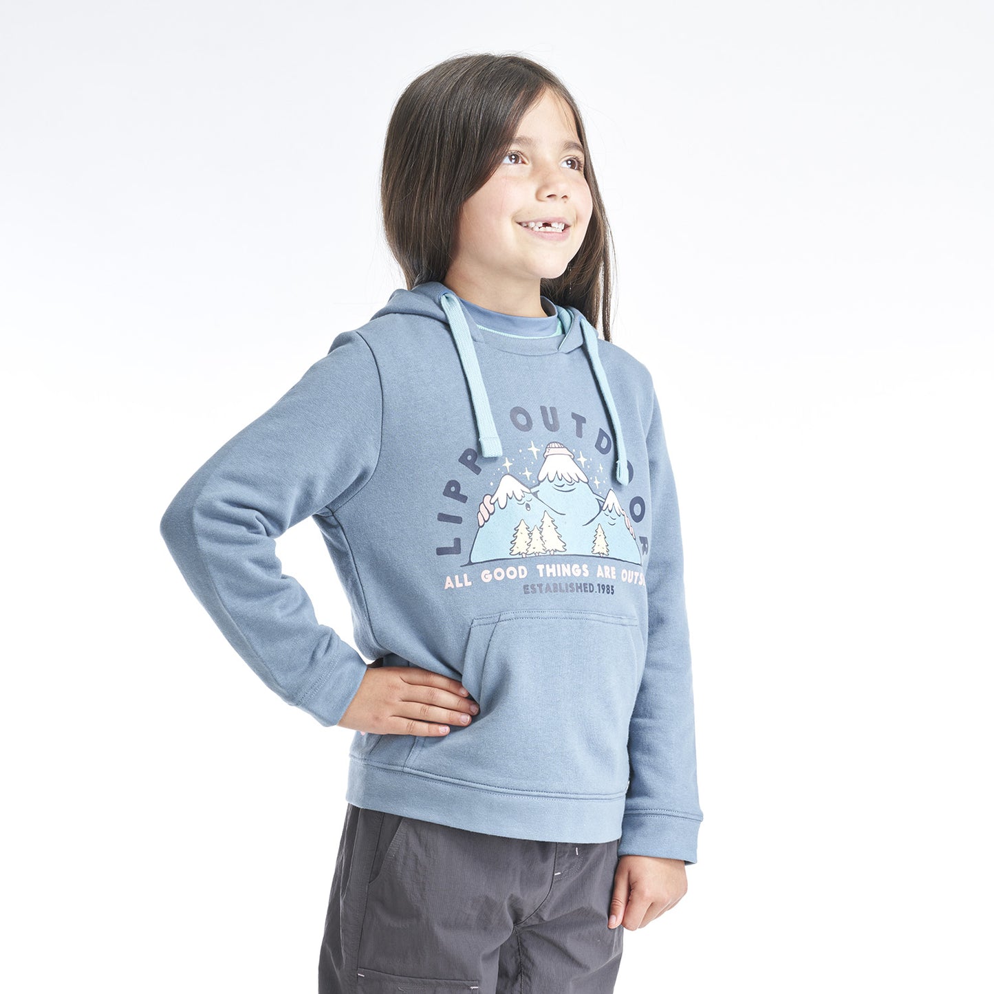 Poleron Niña Insigne Hoody Sweatshirt Azul Grisaceo Lippi