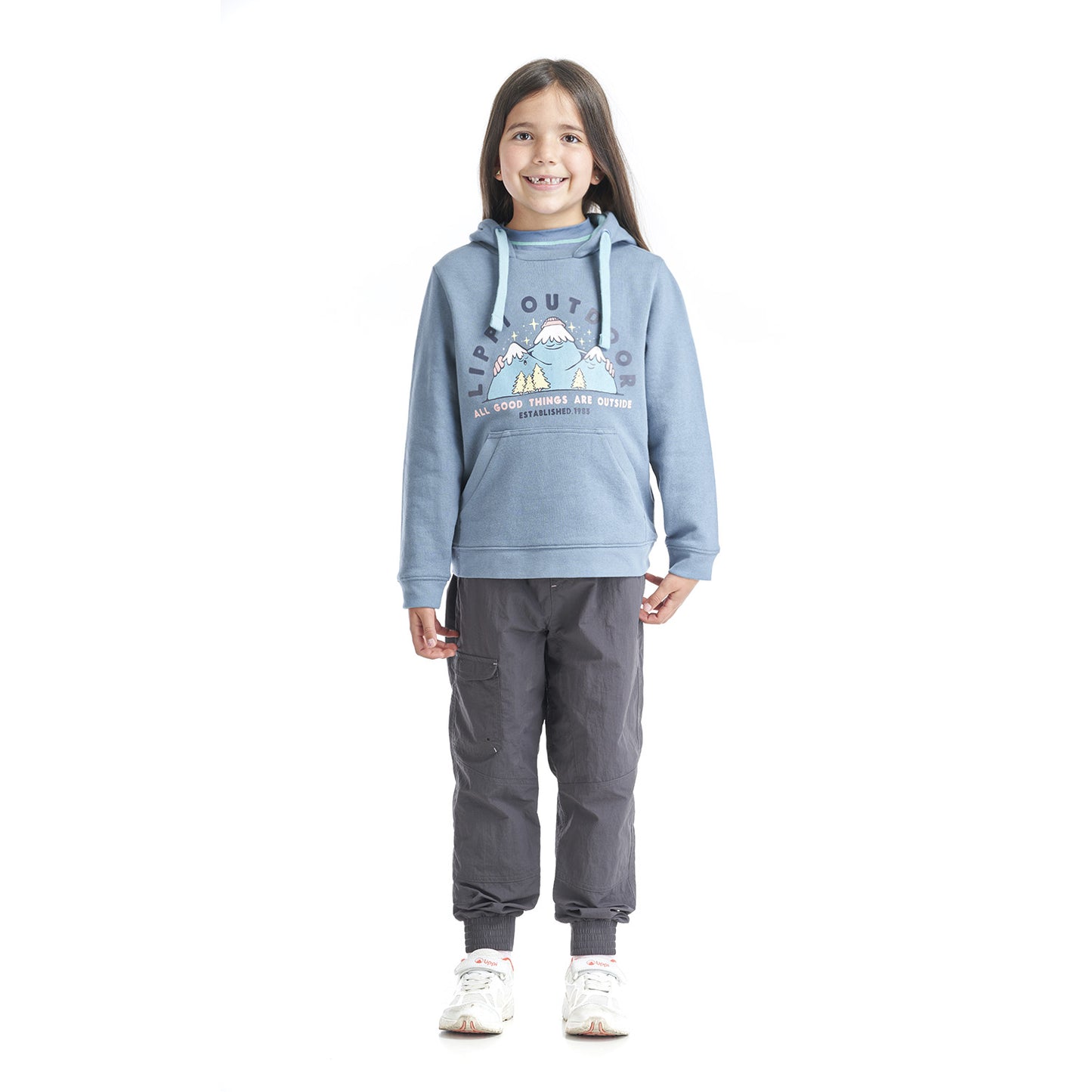 Poleron Niña Insigne Hoody Sweatshirt Azul Grisaceo Lippi