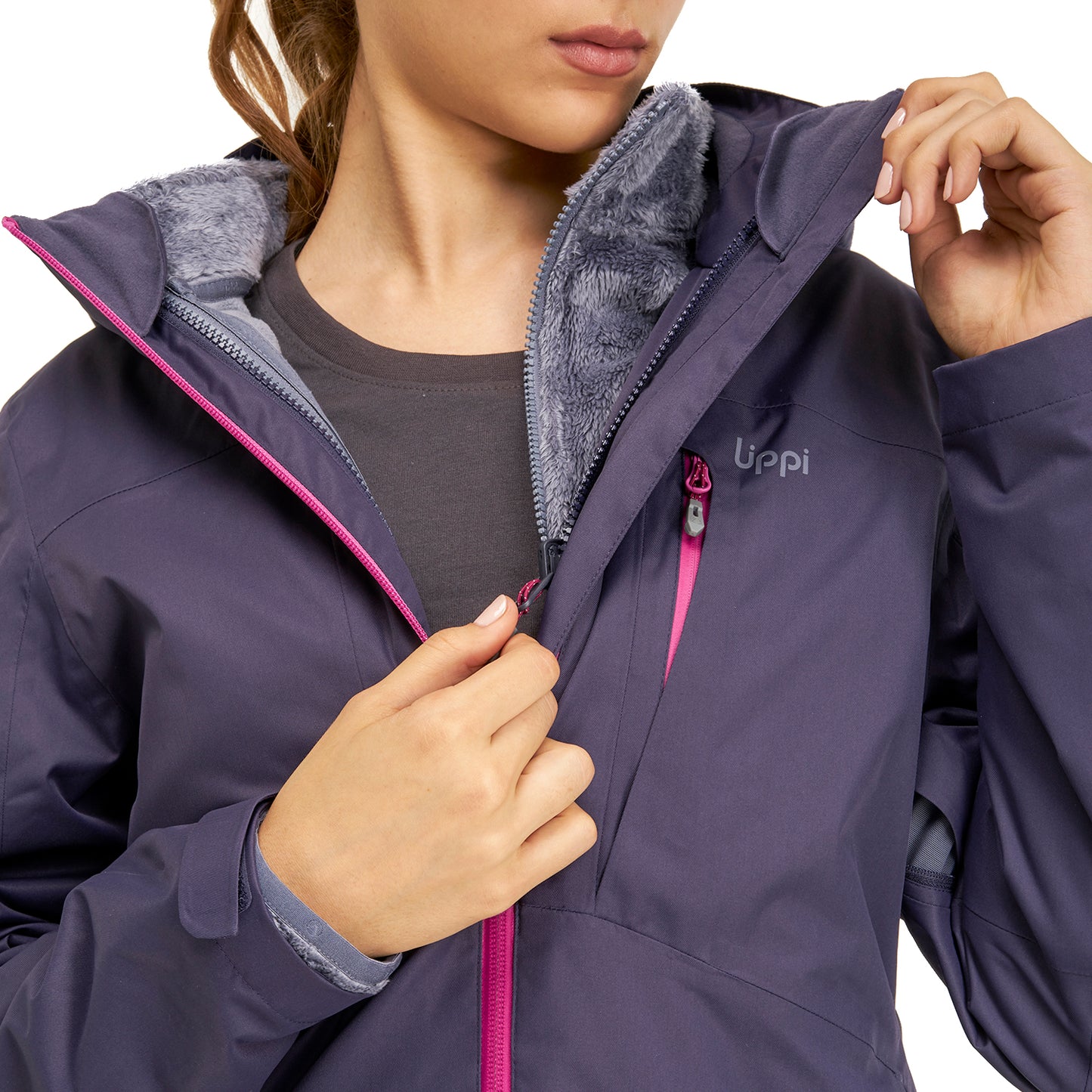 Chaqueta Mujer Tres Cruces Fusion-3 Hoody Jacket Indigo Azul Lavanda Lippi