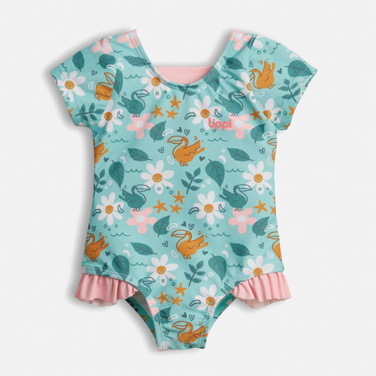 Traje de Baño Baby Girl Pipa Swimwear Print Turquesa Claro Lippi