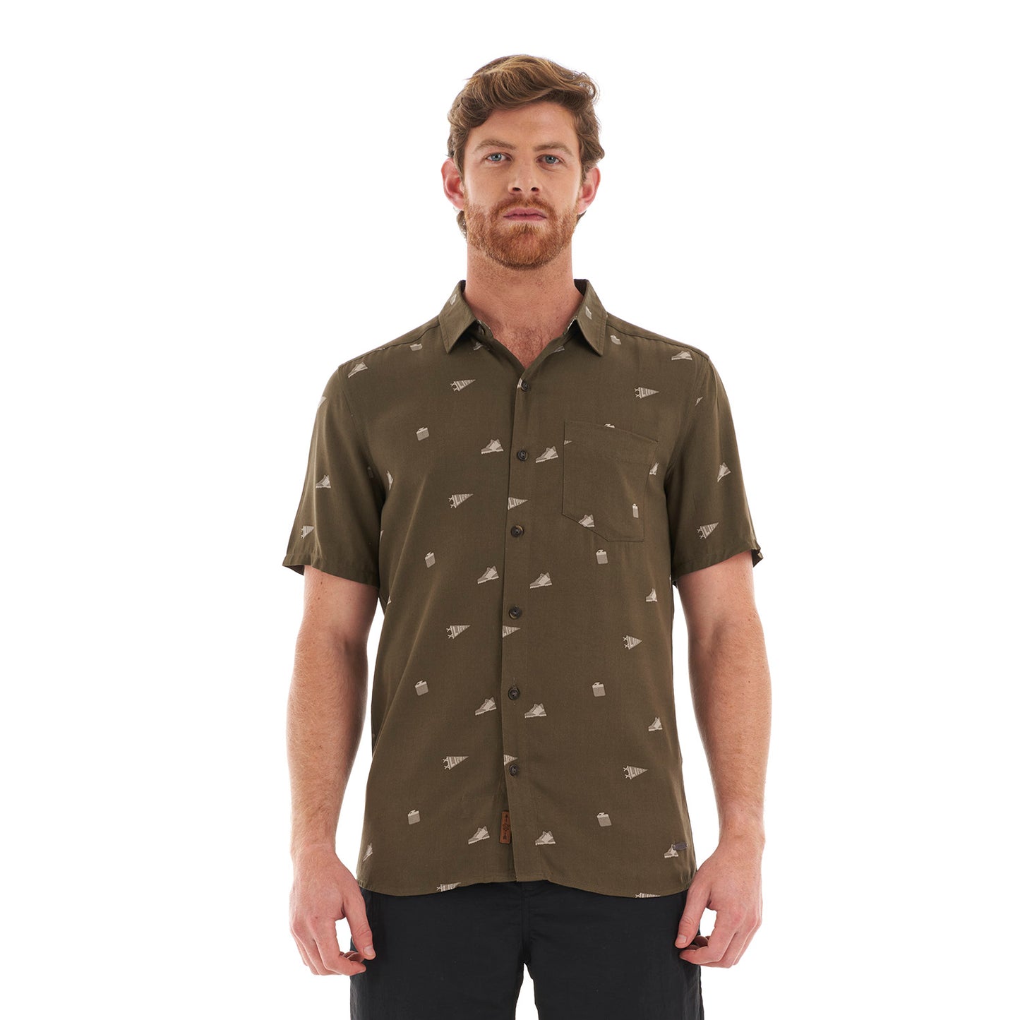 Camisa Hombre Camp Short Sleeve Shirt Print Verde Militar Lippi