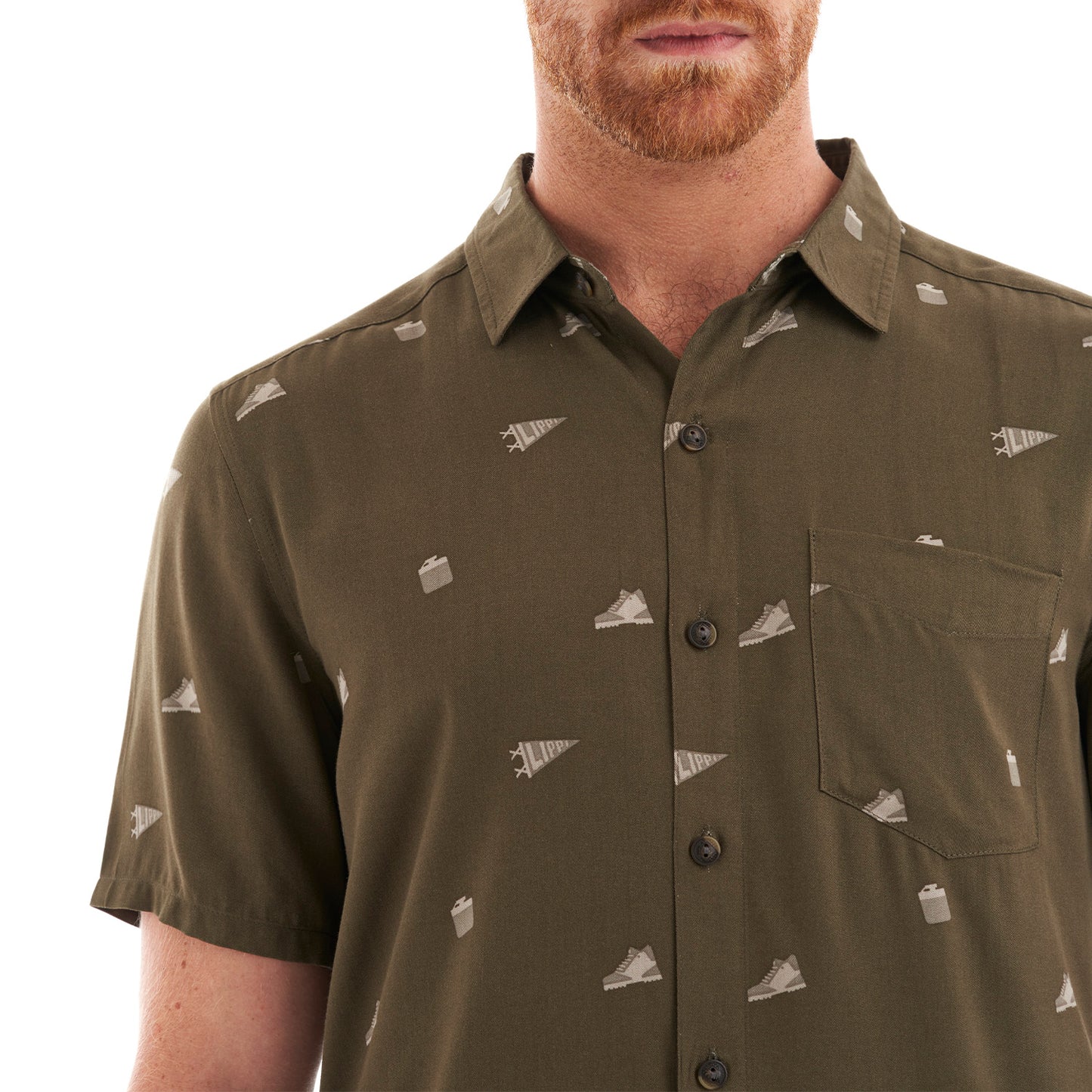 Camisa Hombre Camp Short Sleeve Shirt Print Verde Militar Lippi