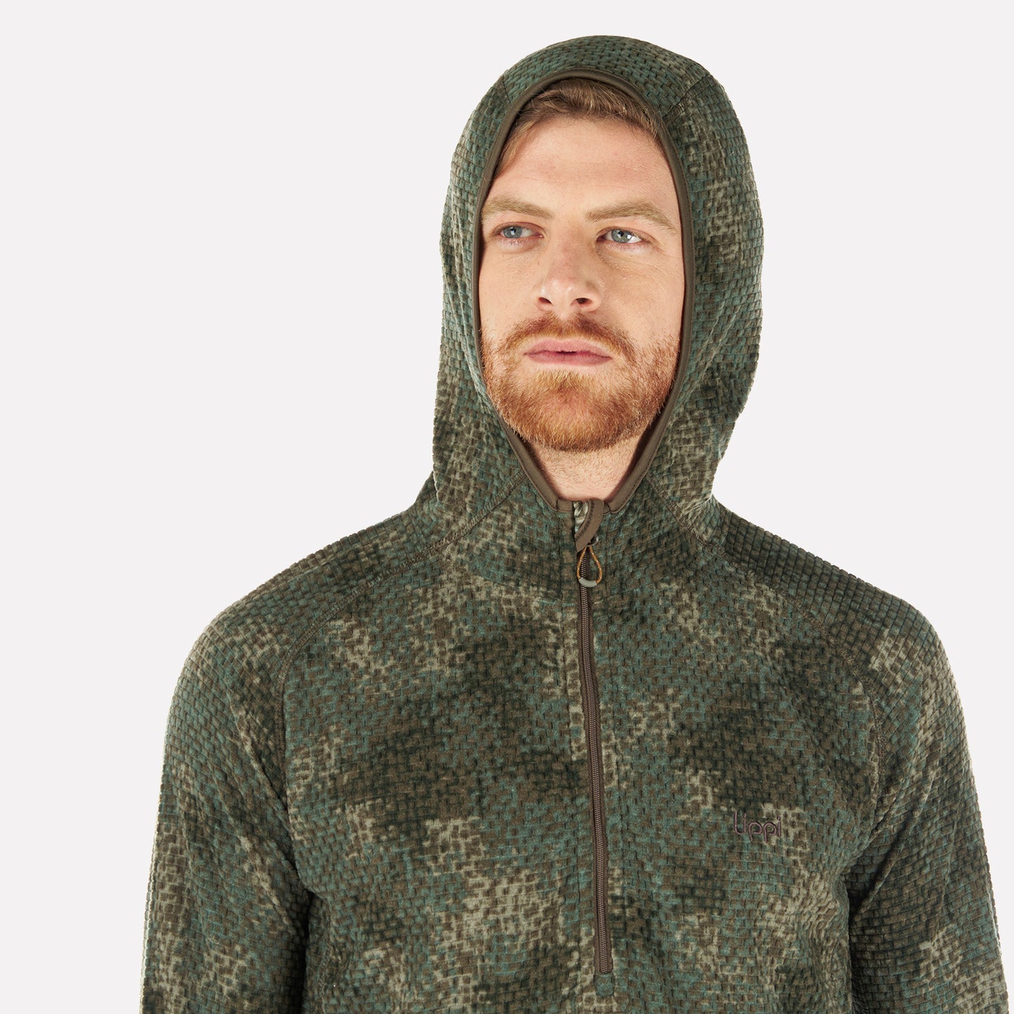 Poleron Hombre Jacaranda Nano-F 14 Zip Hoody Print Verde Musgo Lippi