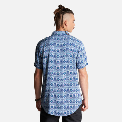 Camisa Hombre Aflora Full Print Azul Grisaceo Haka Honu