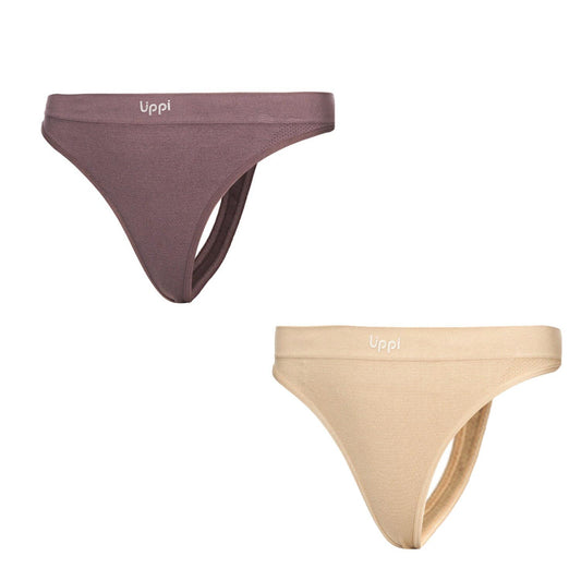 Ropa Interior Mujer Pack Skintec Sport Thong Malva y Taupe Lippi