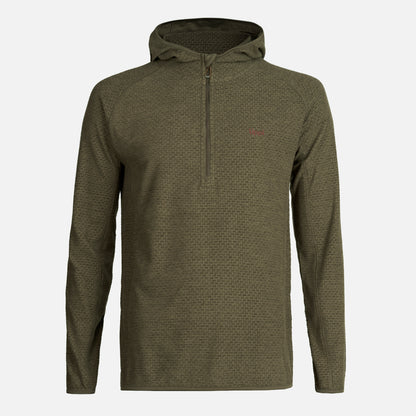 Poleron Hombre Jacaranda Nano-F 1/4 Zip Hoody Melange Oliva Oscuro Lippi