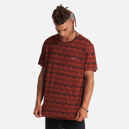 Polera Hombre Bi-Curioso Print Terracota Haka Honu