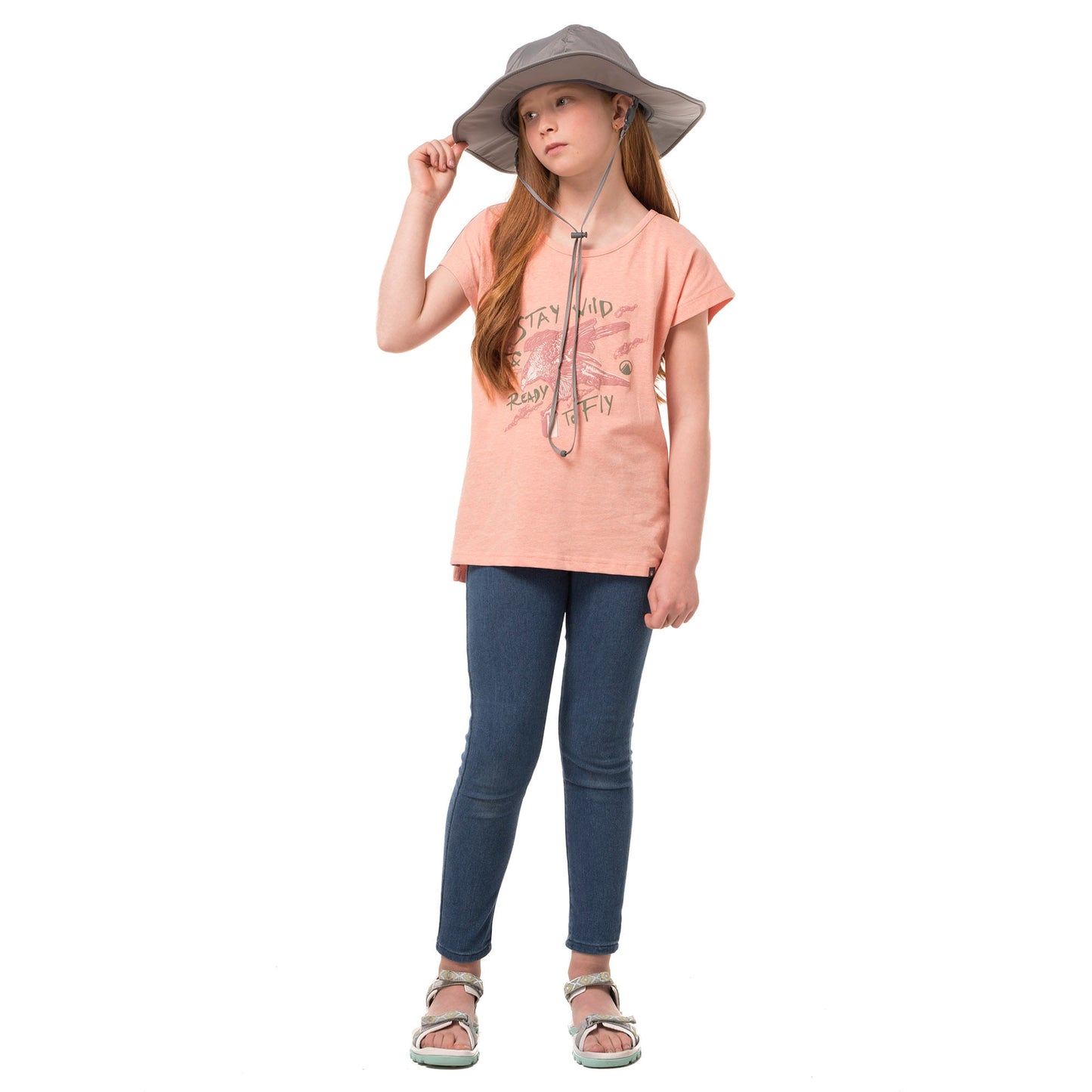 Polera Teen Girl Wild UV-Stop T-Shirt Melange Salmon Lippi