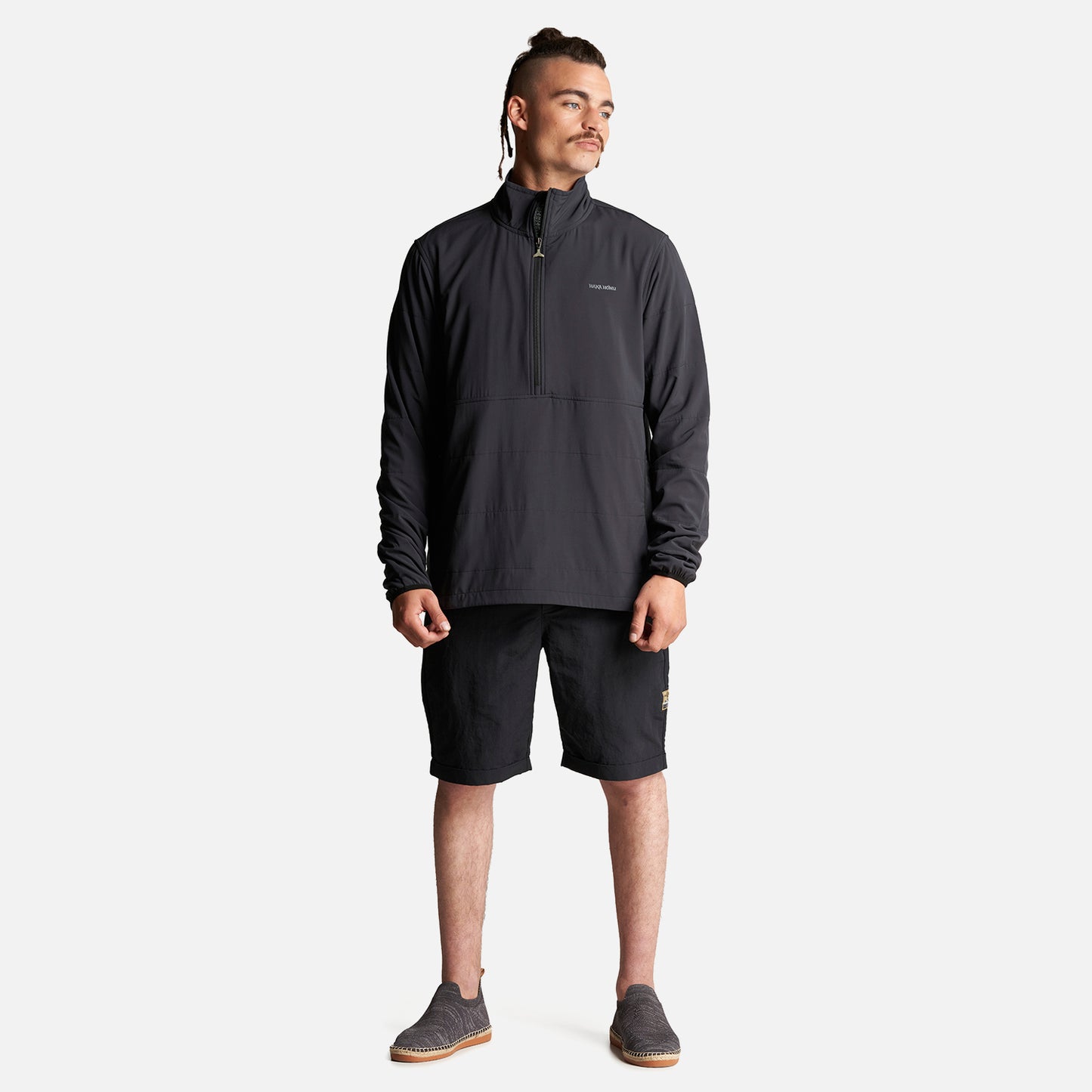 Poleron Hombre Del Sur 1/4 Zip Sin Capucha  Negro Haka Honu