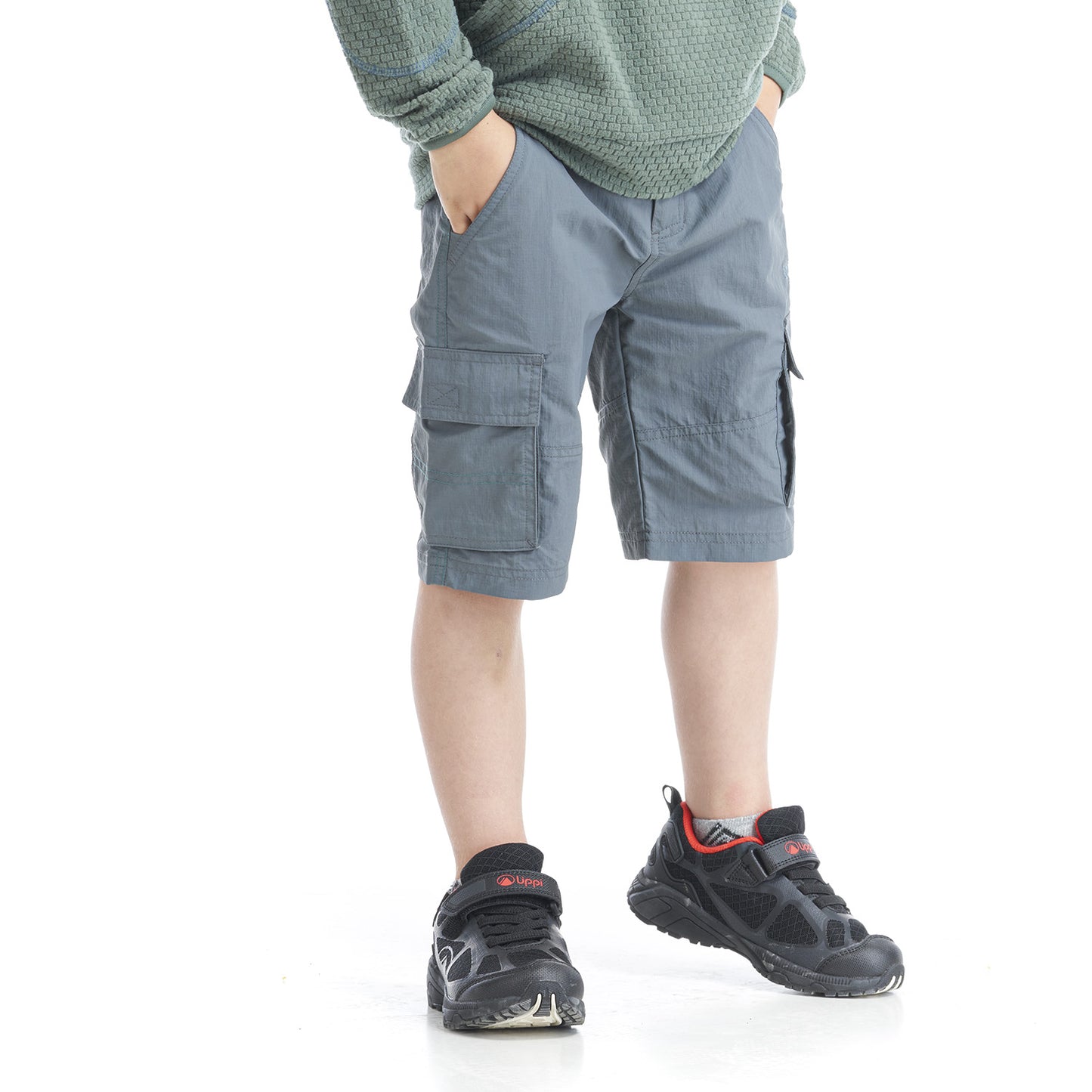 Short Niño Mini Just-Go Q-Dry Cargo Shorts Azul Grisaceo Lippi