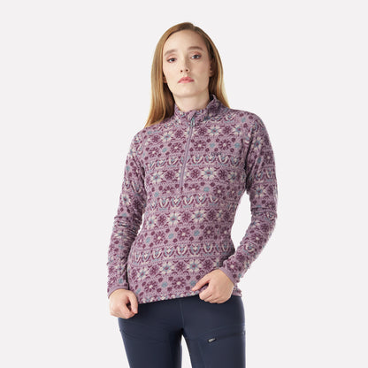 Poleron Mujer Jacaranda Nano-F 14 Zip Print Palo Rosa Lippi