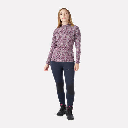 Poleron Mujer Jacaranda Nano-F 14 Zip Print Palo Rosa Lippi