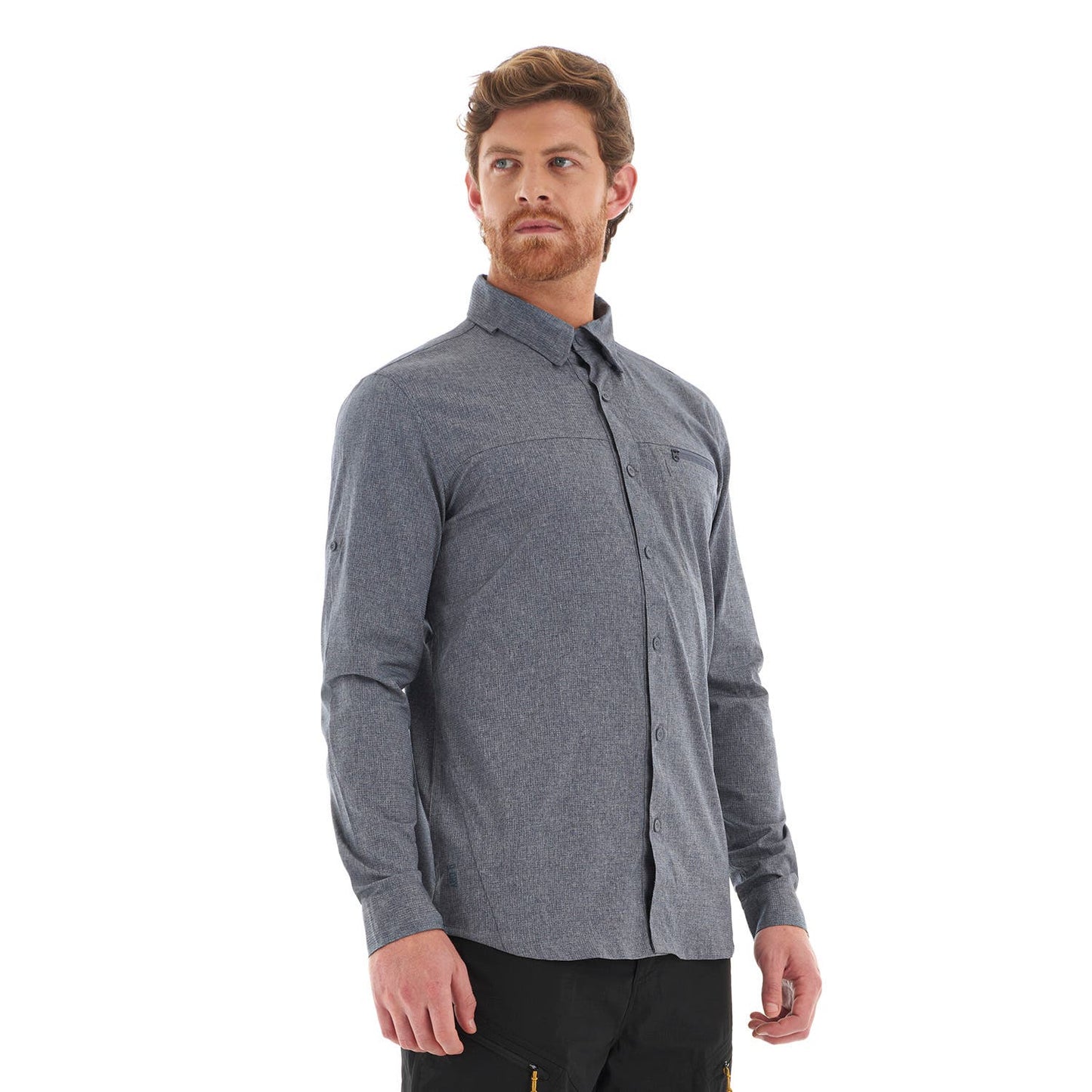 Camisa Hombre Rosselot Long Sleeve Q-Dry Shirt Gris Oscuro Lippi