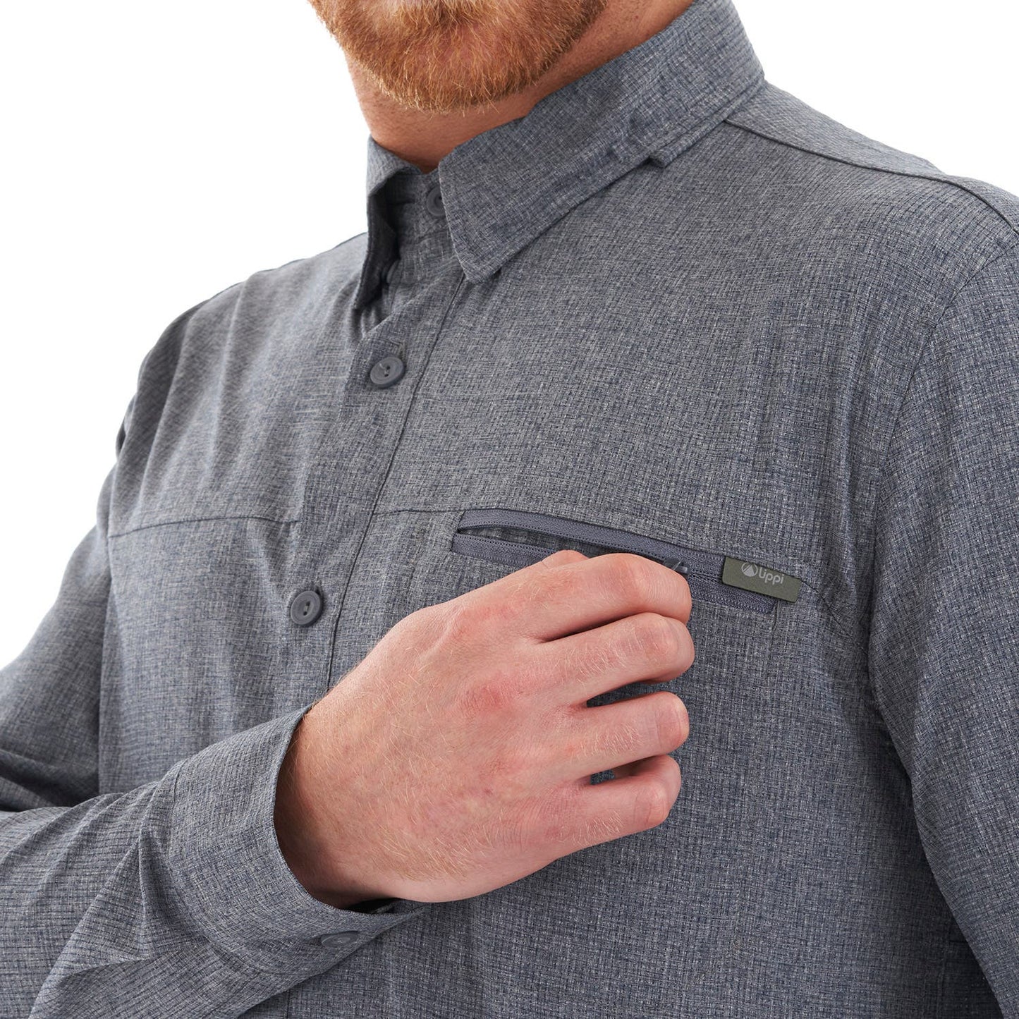 Camisa Hombre Rosselot Long Sleeve Q-Dry Shirt Gris Oscuro Lippi