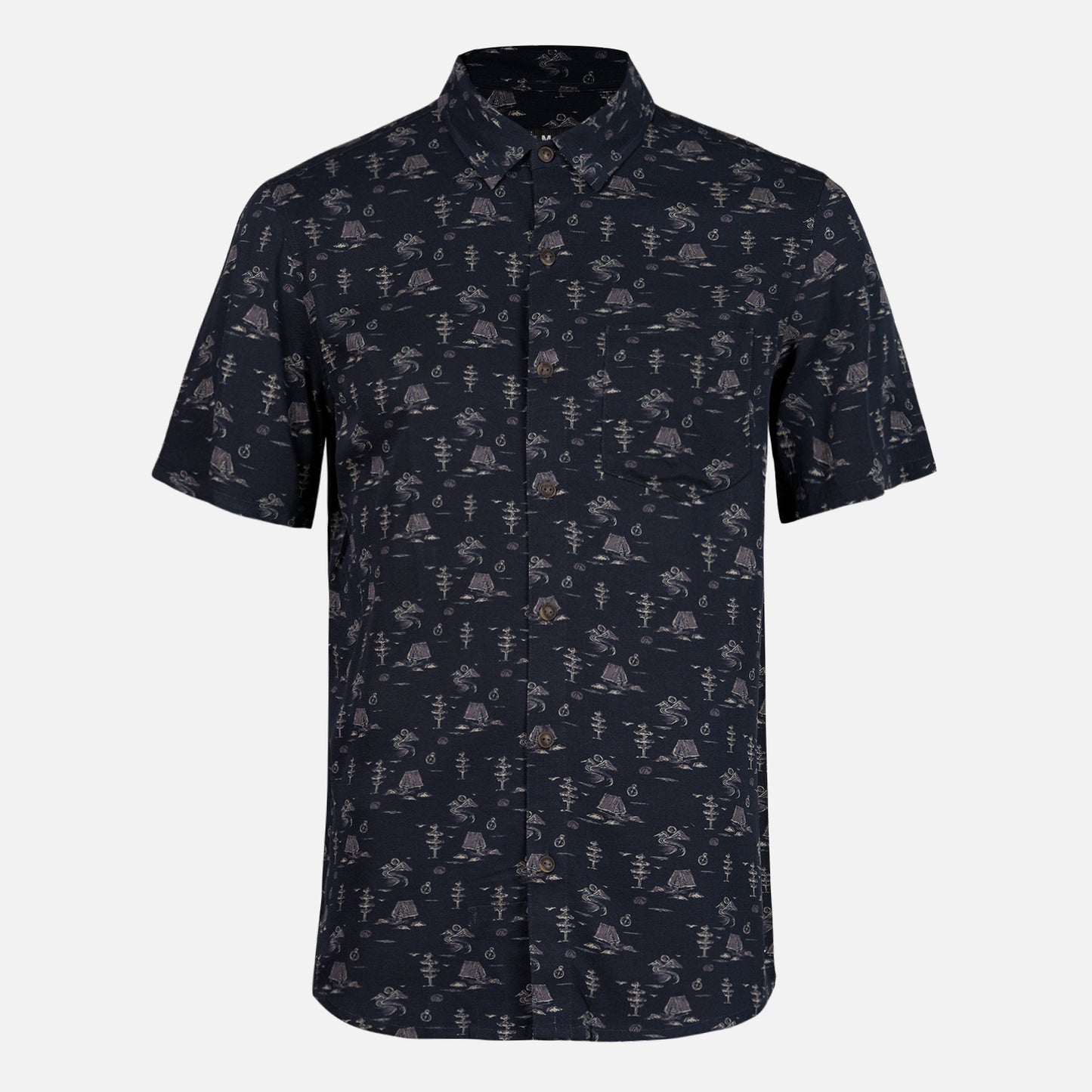 Camisa Hombre Woodpecker Short Sleeve Shirt Print Negro Lippi