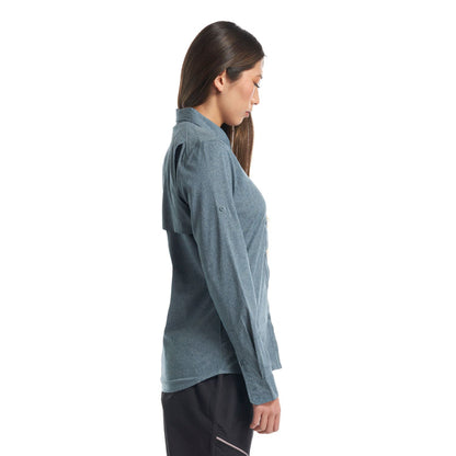 Camisa Mujer Rosselot Long Sleeve Q-Dry Shirt Azul Grisaceo Lippi